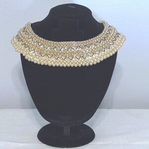 Vintage Baar & Beards Japan Hand Made Faux Pearl Beaded Collar